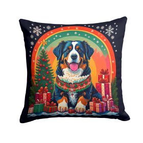 Bernese Mountain Dog Christmas Throw Pillow Machine Washable, Indoor Outdoor Decorative Pillow for Couch, Bed or Patio, 18Hx18W