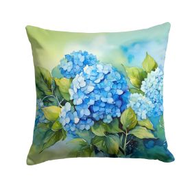 Hydrangeas in Watercolor Throw Pillow Machine Washable, Indoor Outdoor Decorative Pillow for Couch, Bed or Patio, 14Hx14W (Default: Default)